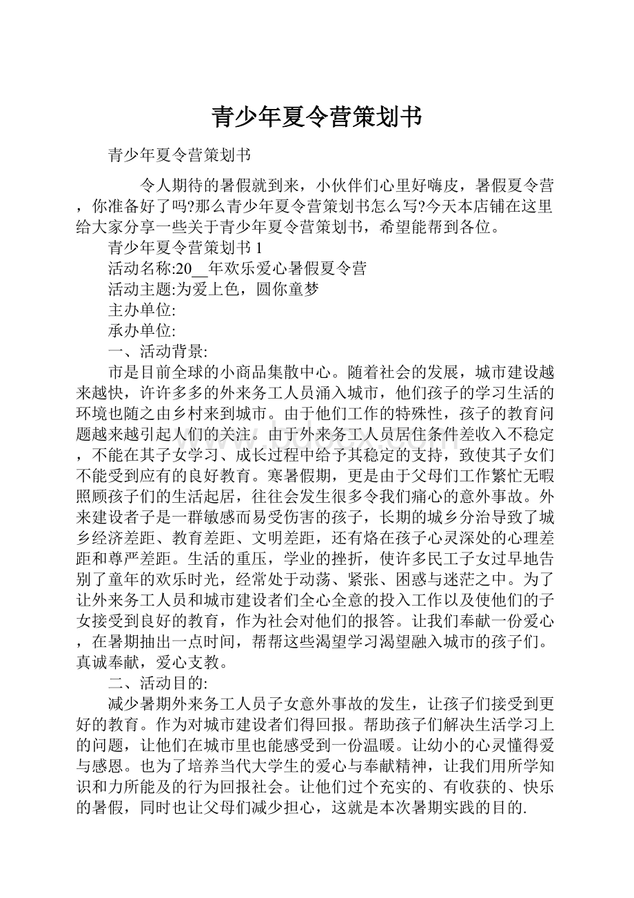 青少年夏令营策划书.docx