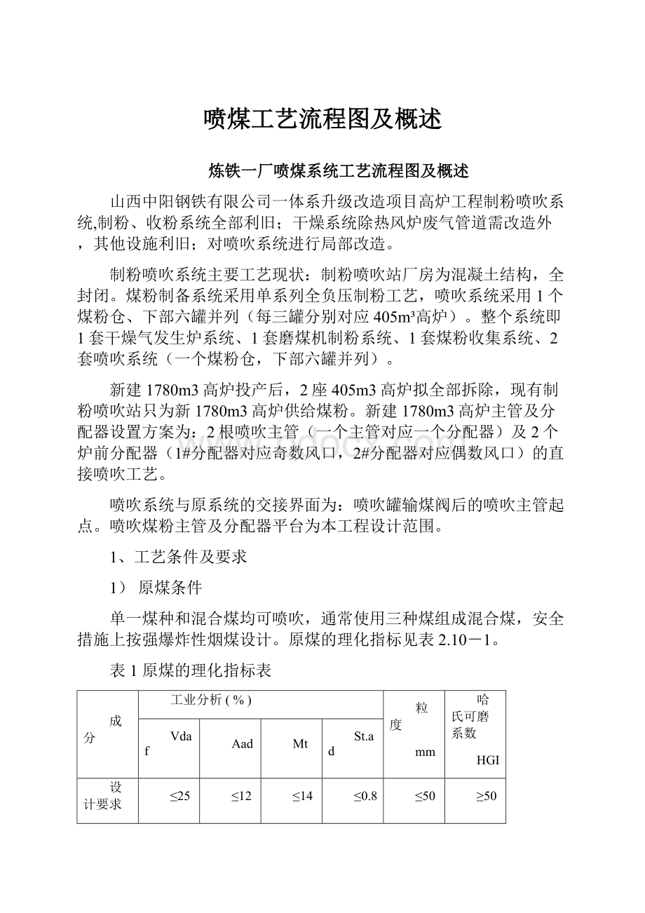 喷煤工艺流程图及概述.docx_第1页