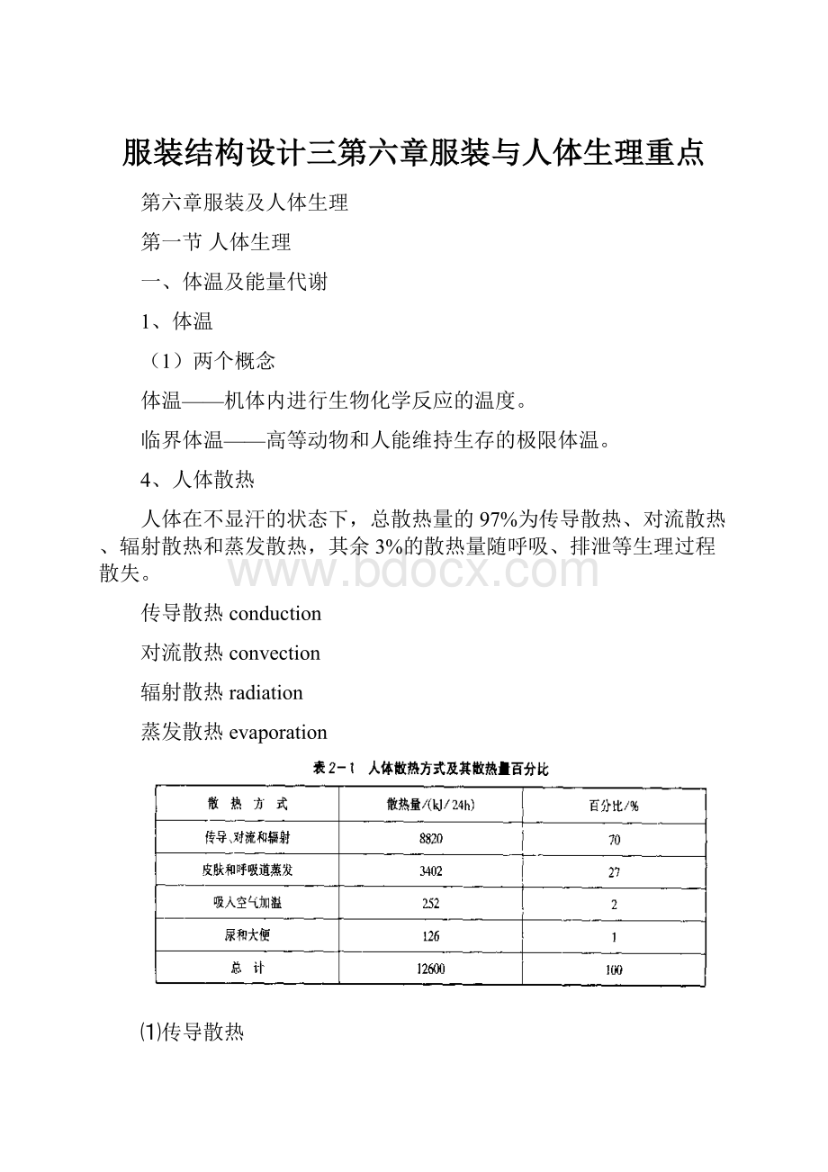 服装结构设计三第六章服装与人体生理重点.docx_第1页