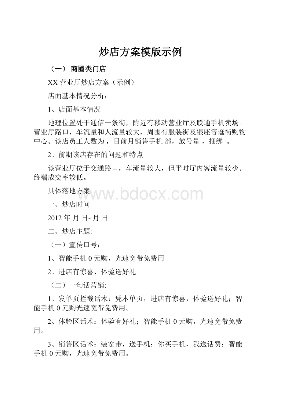 炒店方案模版示例.docx