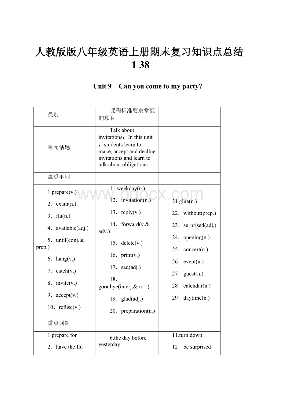 人教版版八年级英语上册期末复习知识点总结1 38.docx_第1页