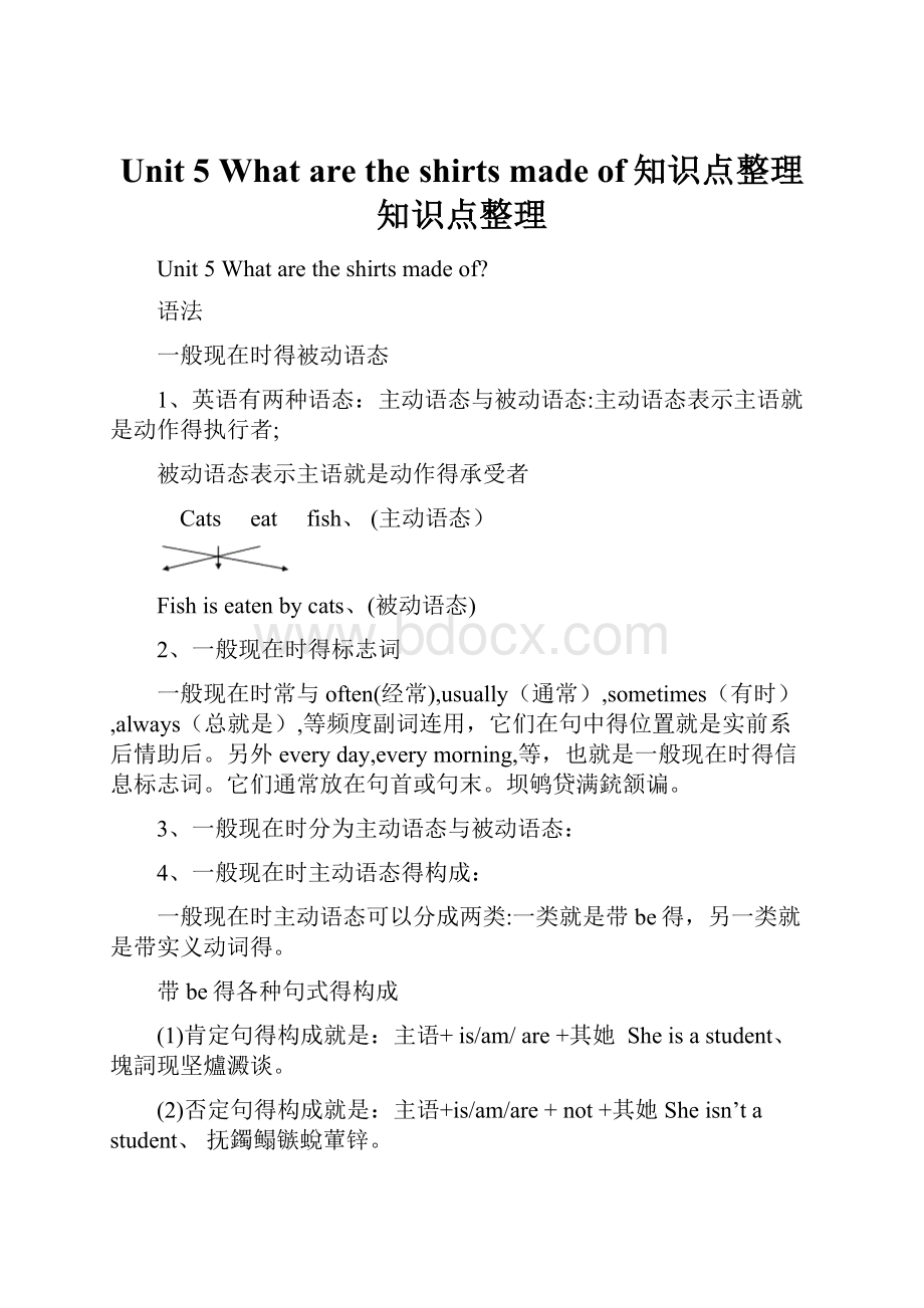 Unit 5 What are the shirts made of知识点整理知识点整理.docx_第1页