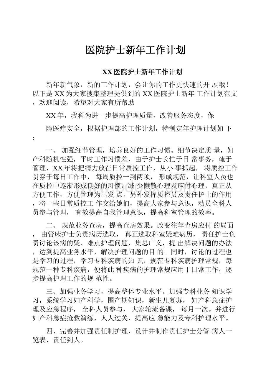 医院护士新年工作计划.docx_第1页