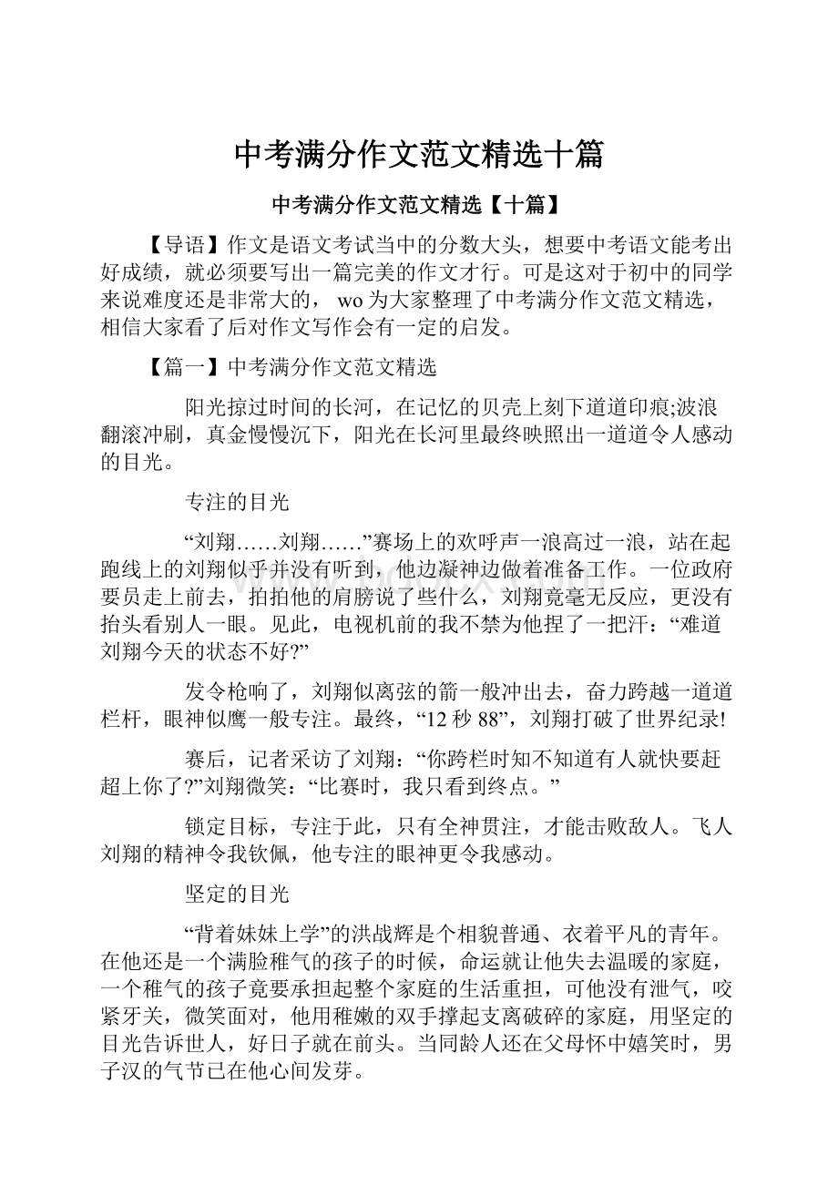 中考满分作文范文精选十篇.docx