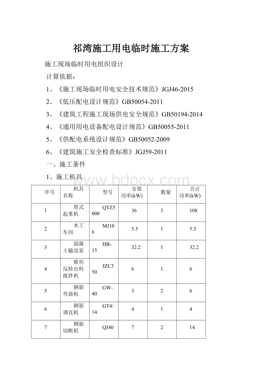 祁湾施工用电临时施工方案.docx