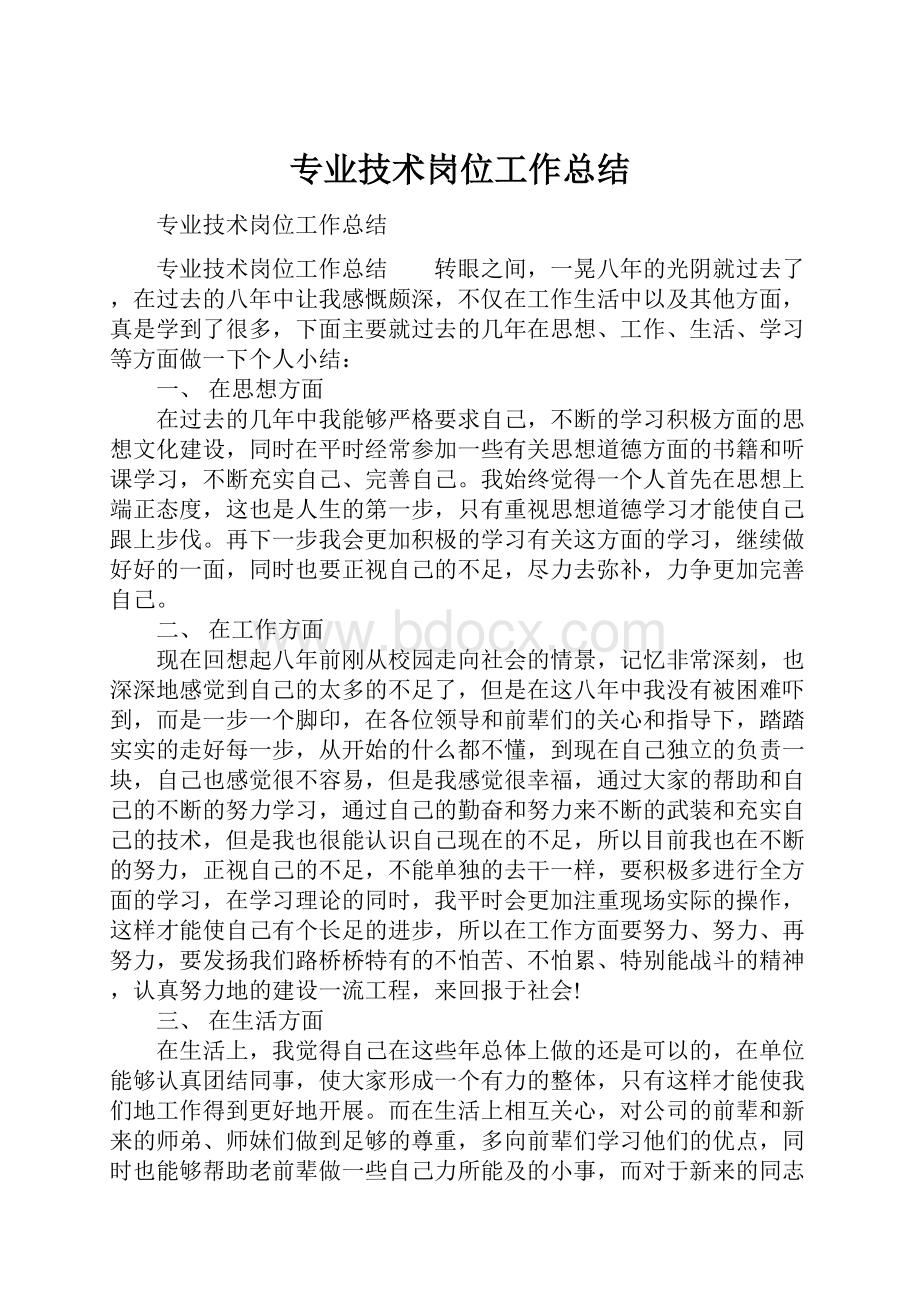 专业技术岗位工作总结.docx