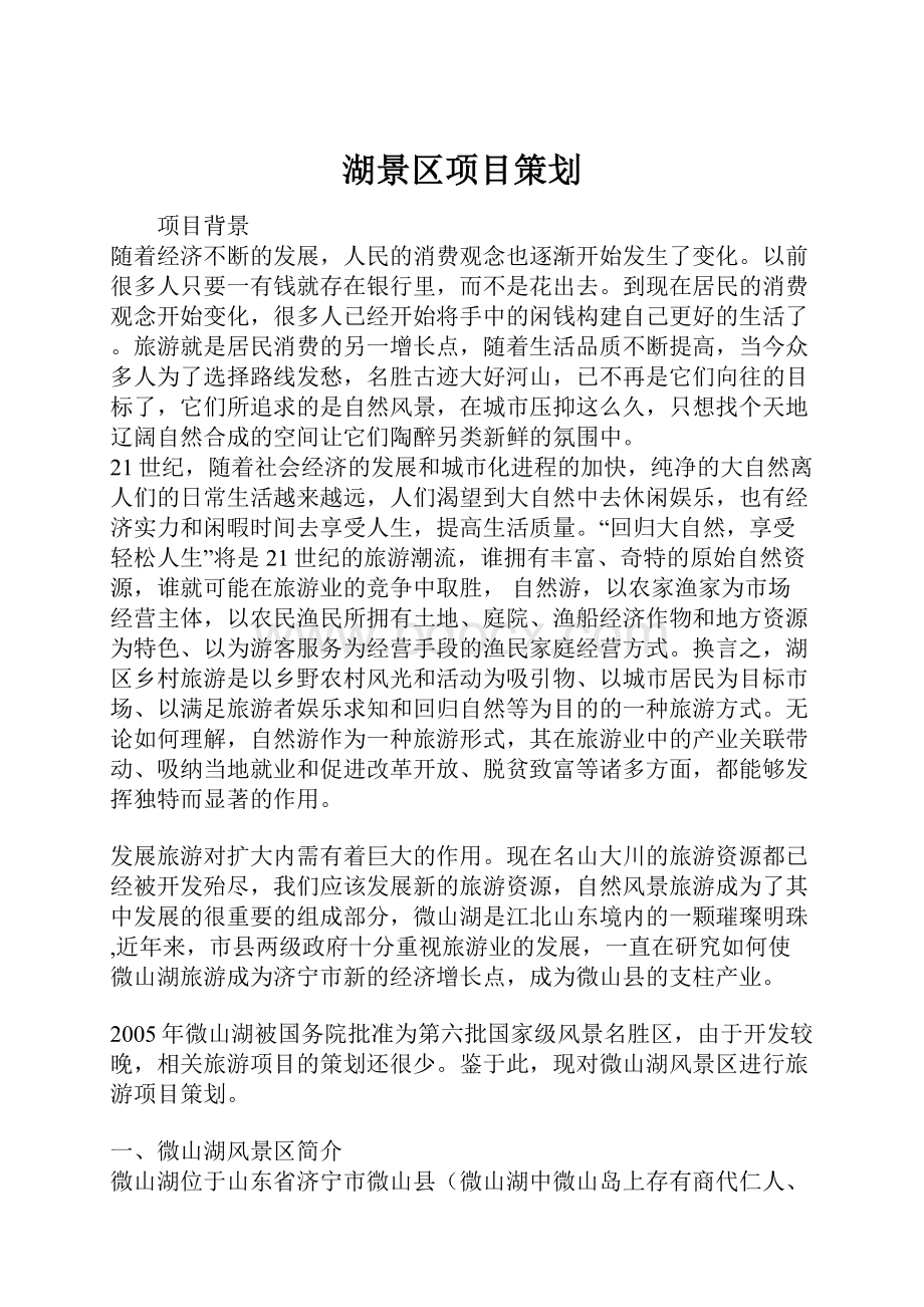 湖景区项目策划.docx