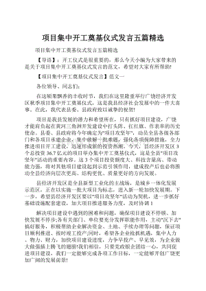 项目集中开工奠基仪式发言五篇精选.docx