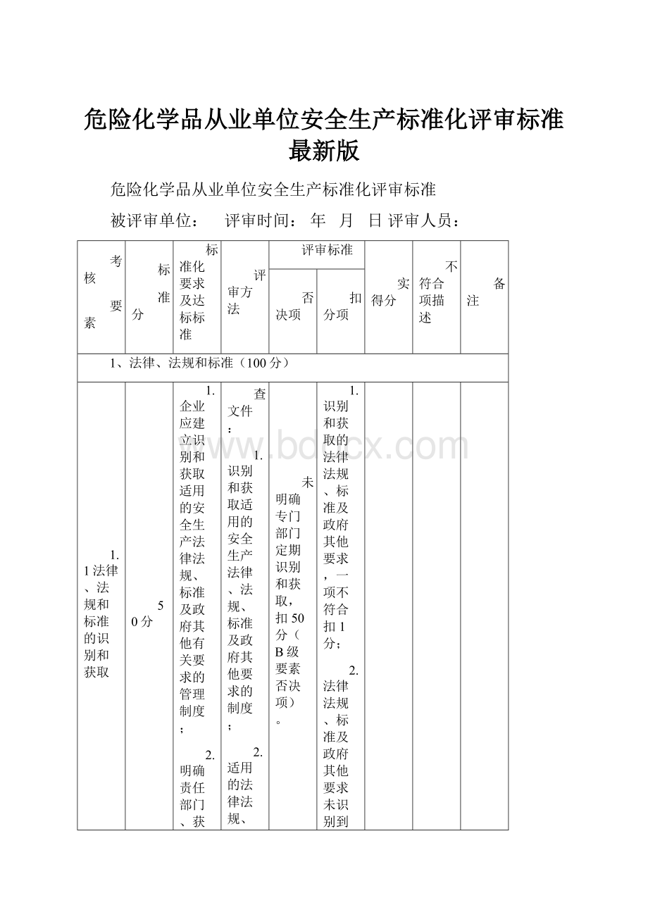 危险化学品从业单位安全生产标准化评审标准最新版.docx