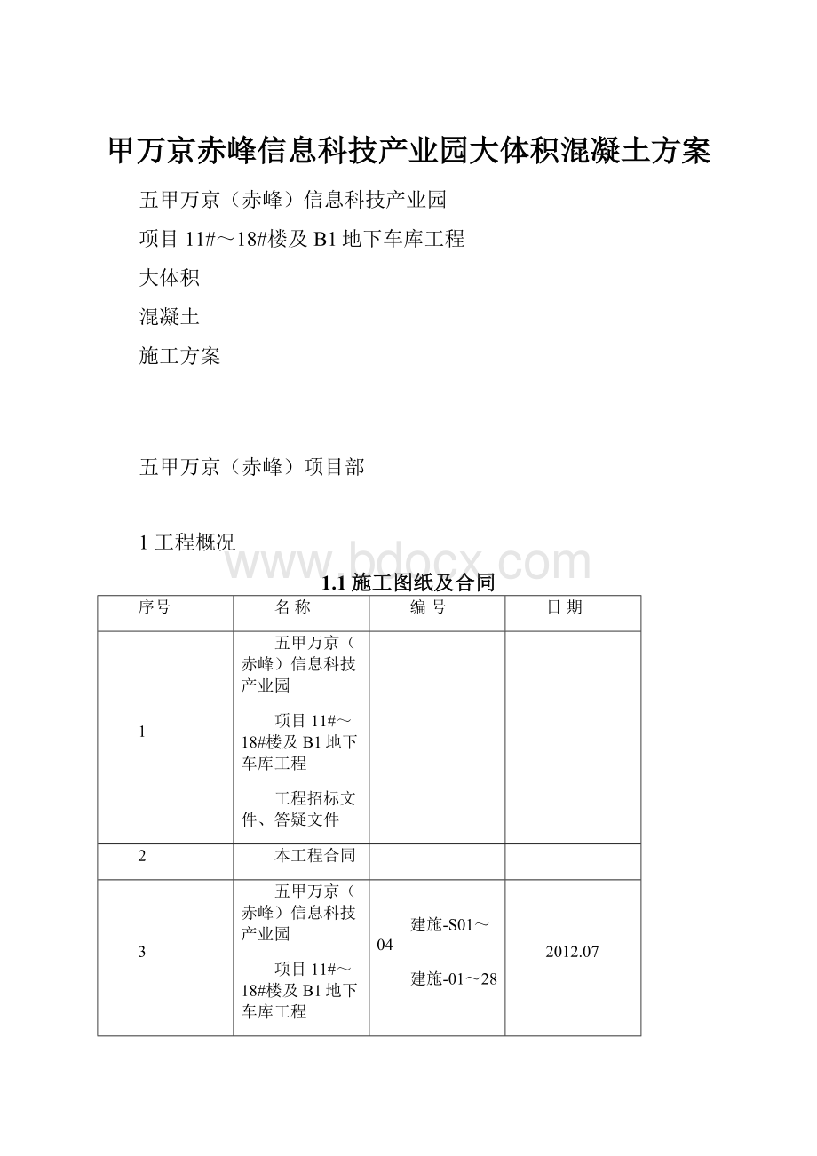 甲万京赤峰信息科技产业园大体积混凝土方案.docx_第1页