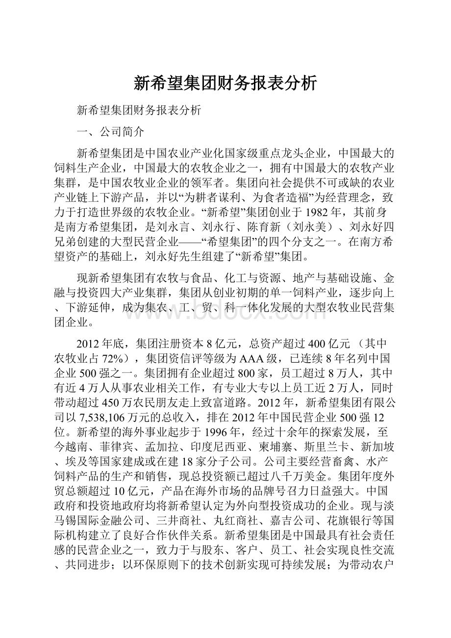 新希望集团财务报表分析.docx