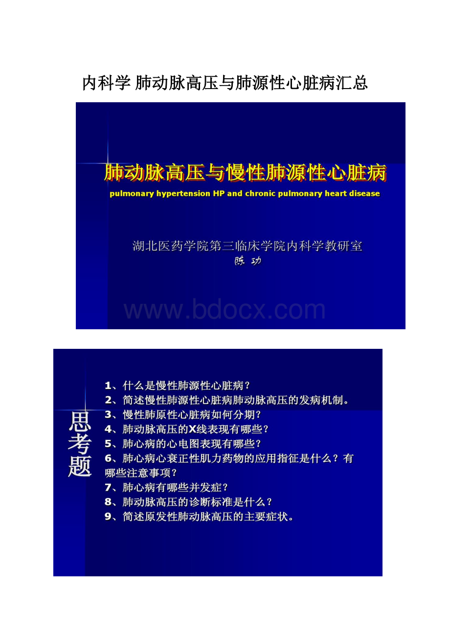 内科学 肺动脉高压与肺源性心脏病汇总.docx_第1页