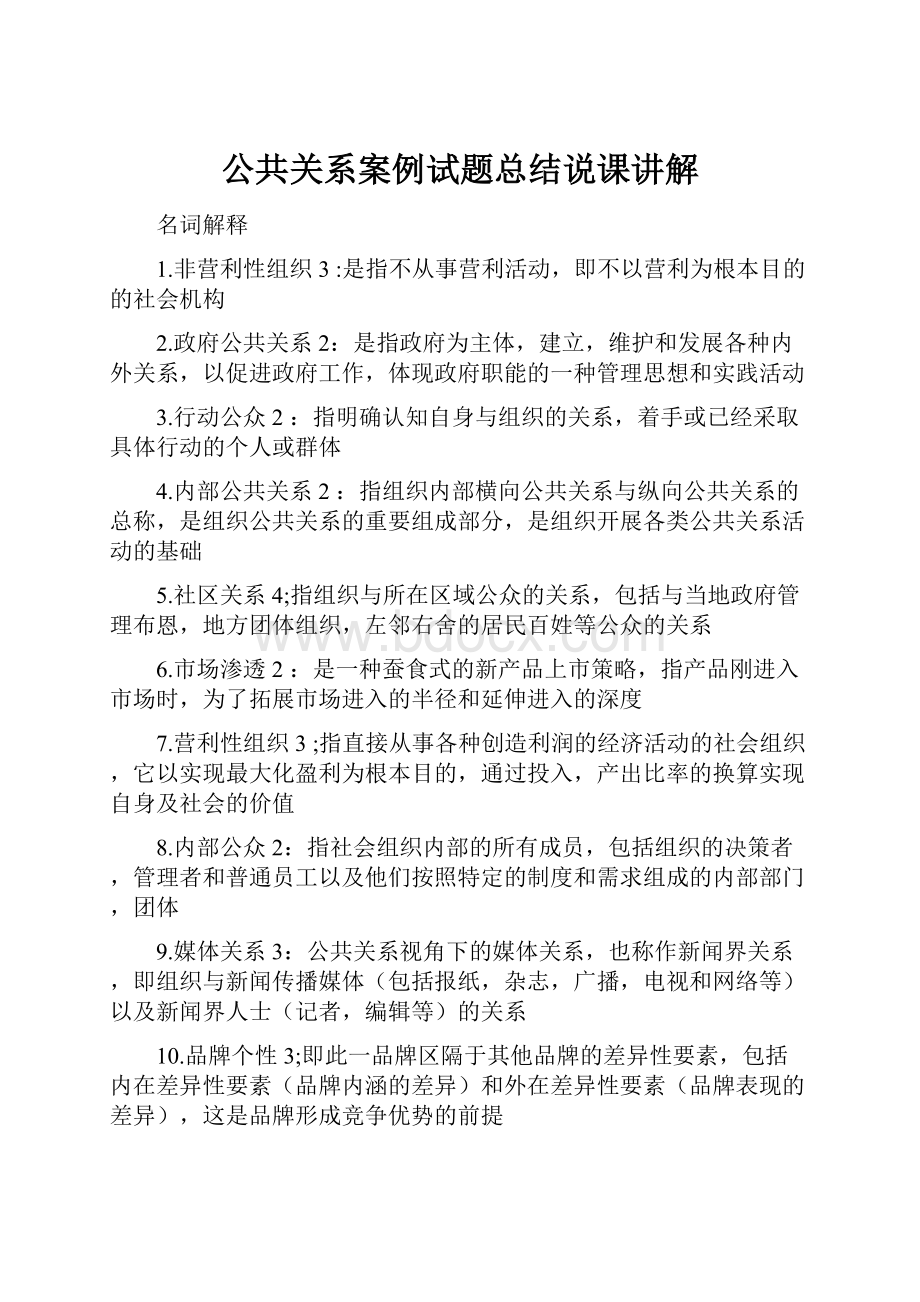 公共关系案例试题总结说课讲解.docx