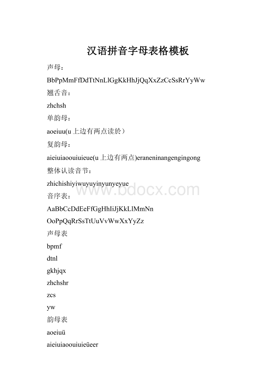 汉语拼音字母表格模板.docx_第1页