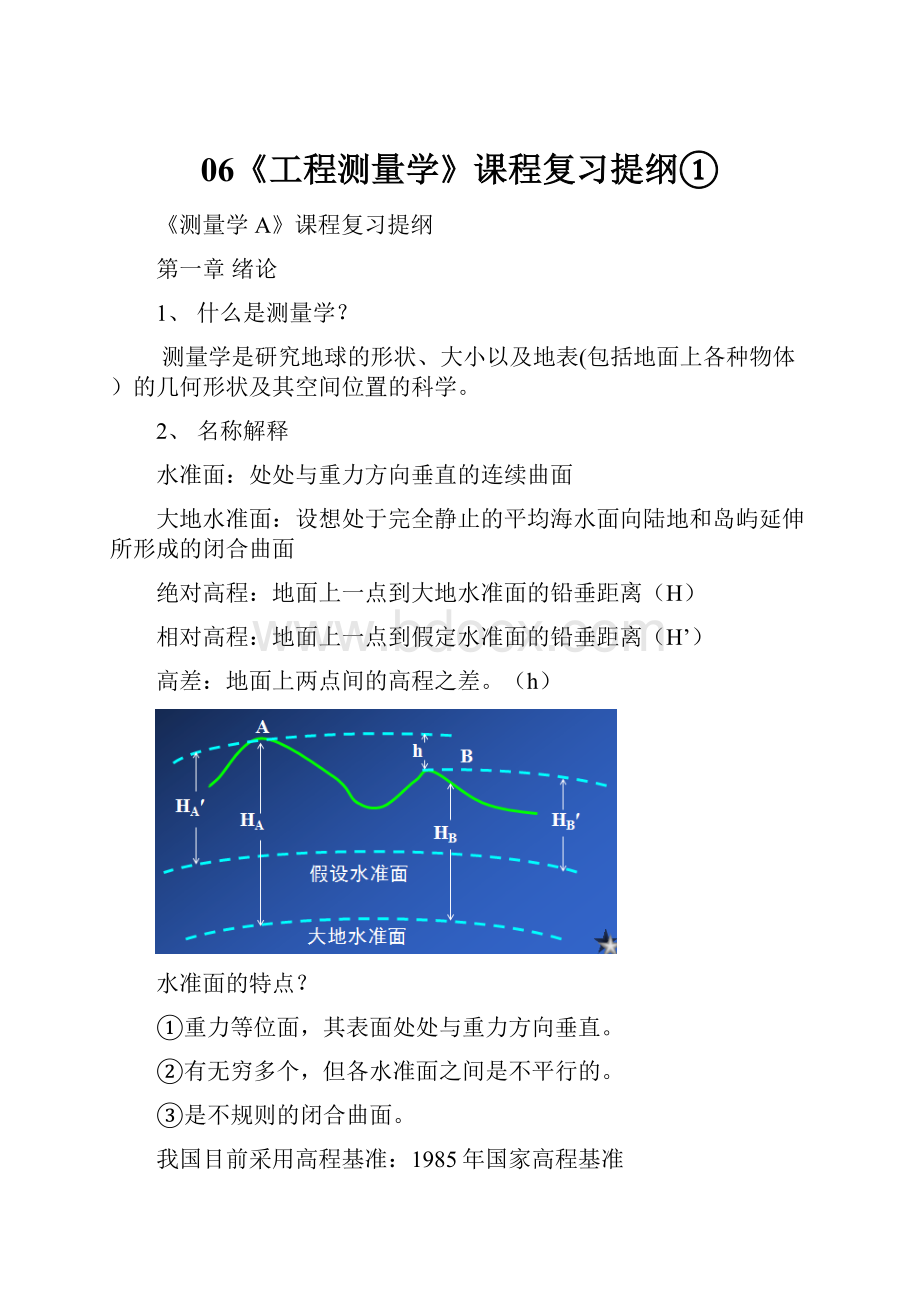 06《工程测量学》课程复习提纲①.docx