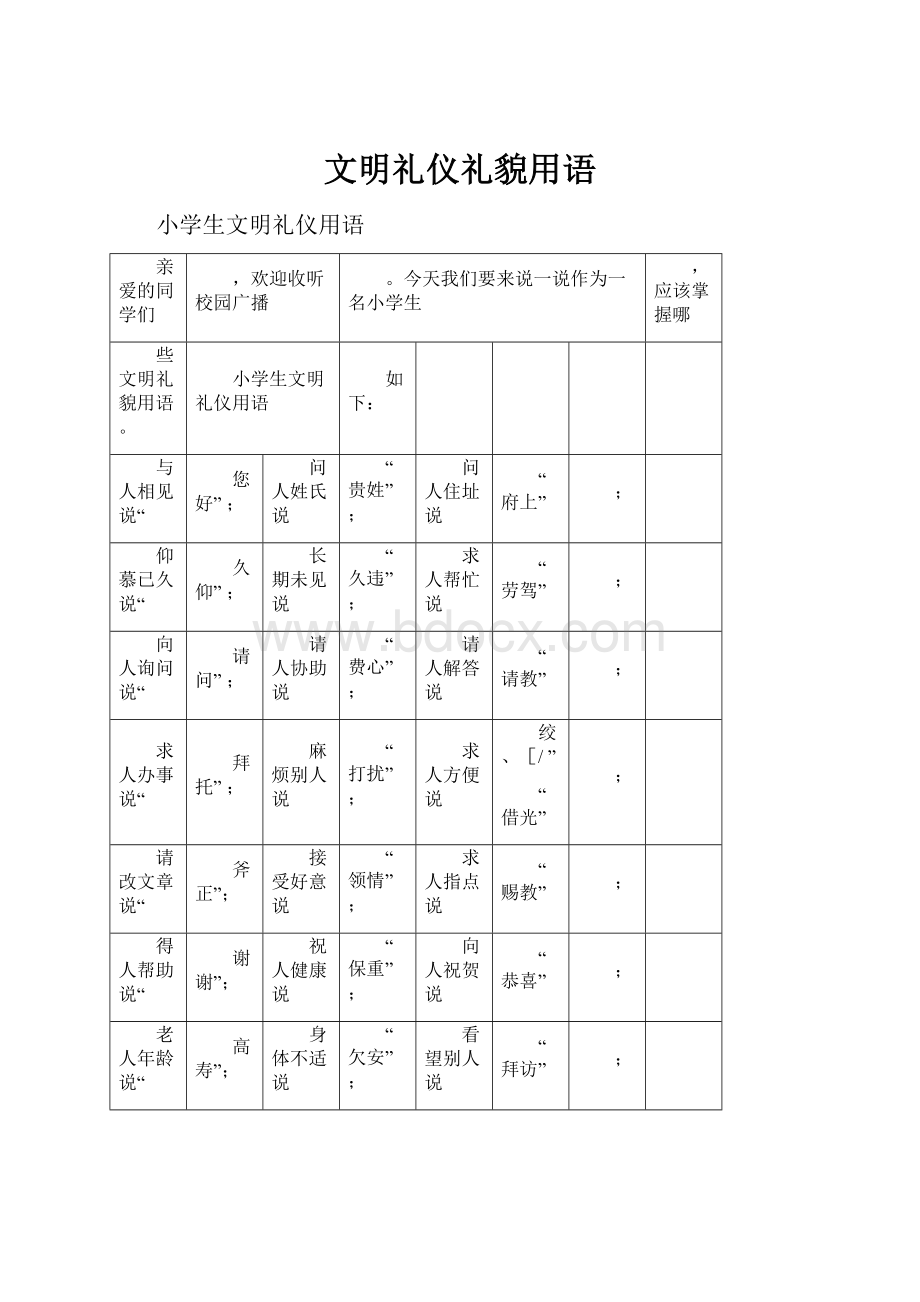 文明礼仪礼貌用语.docx