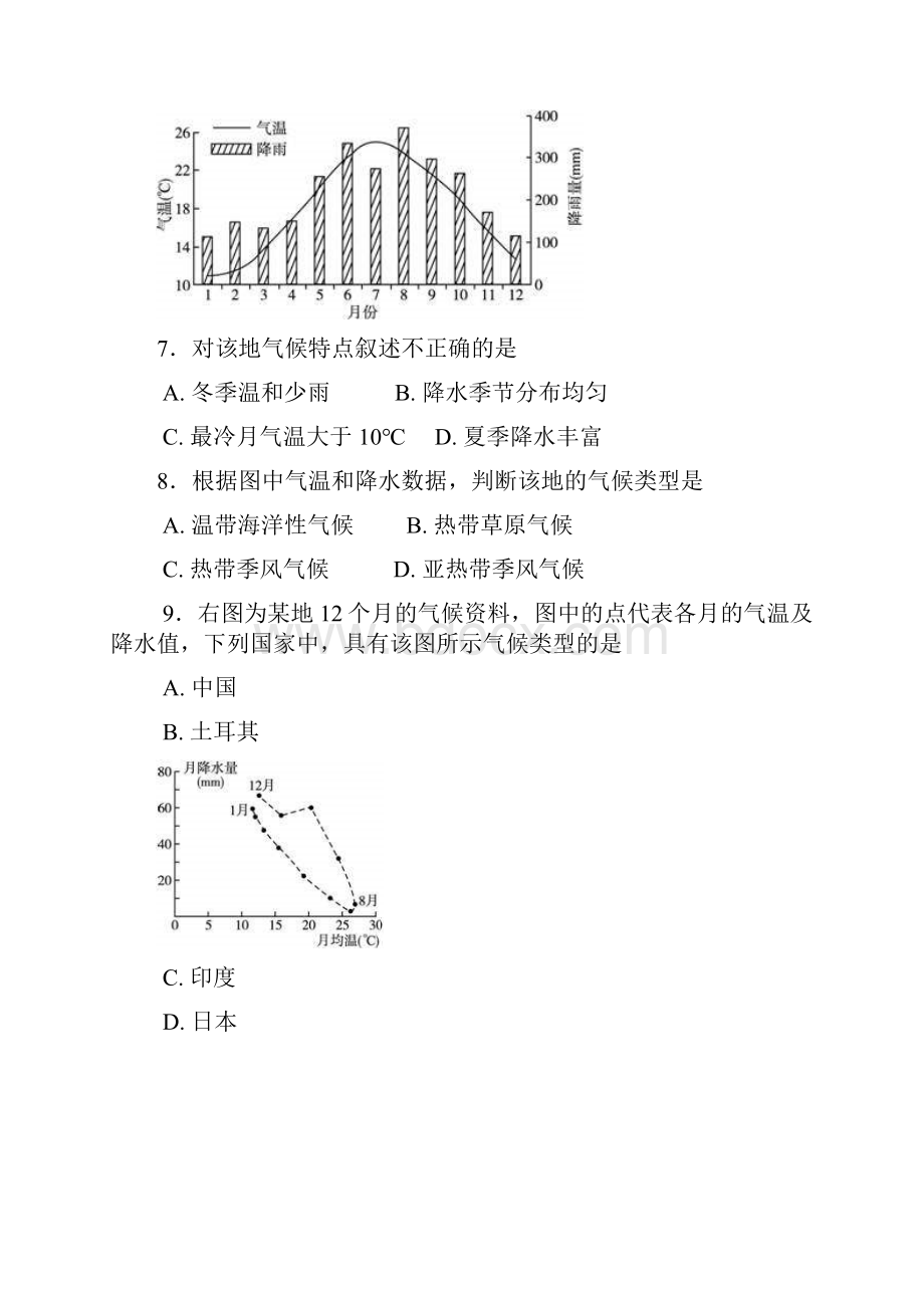 福建省福州八中届高三毕业班第三次质检地理doc.docx_第3页