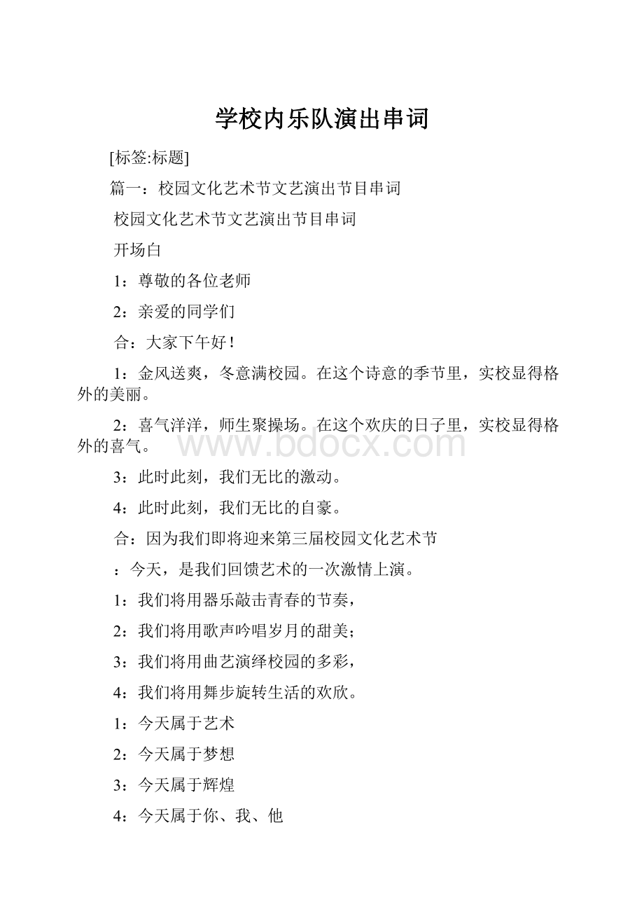 学校内乐队演出串词.docx