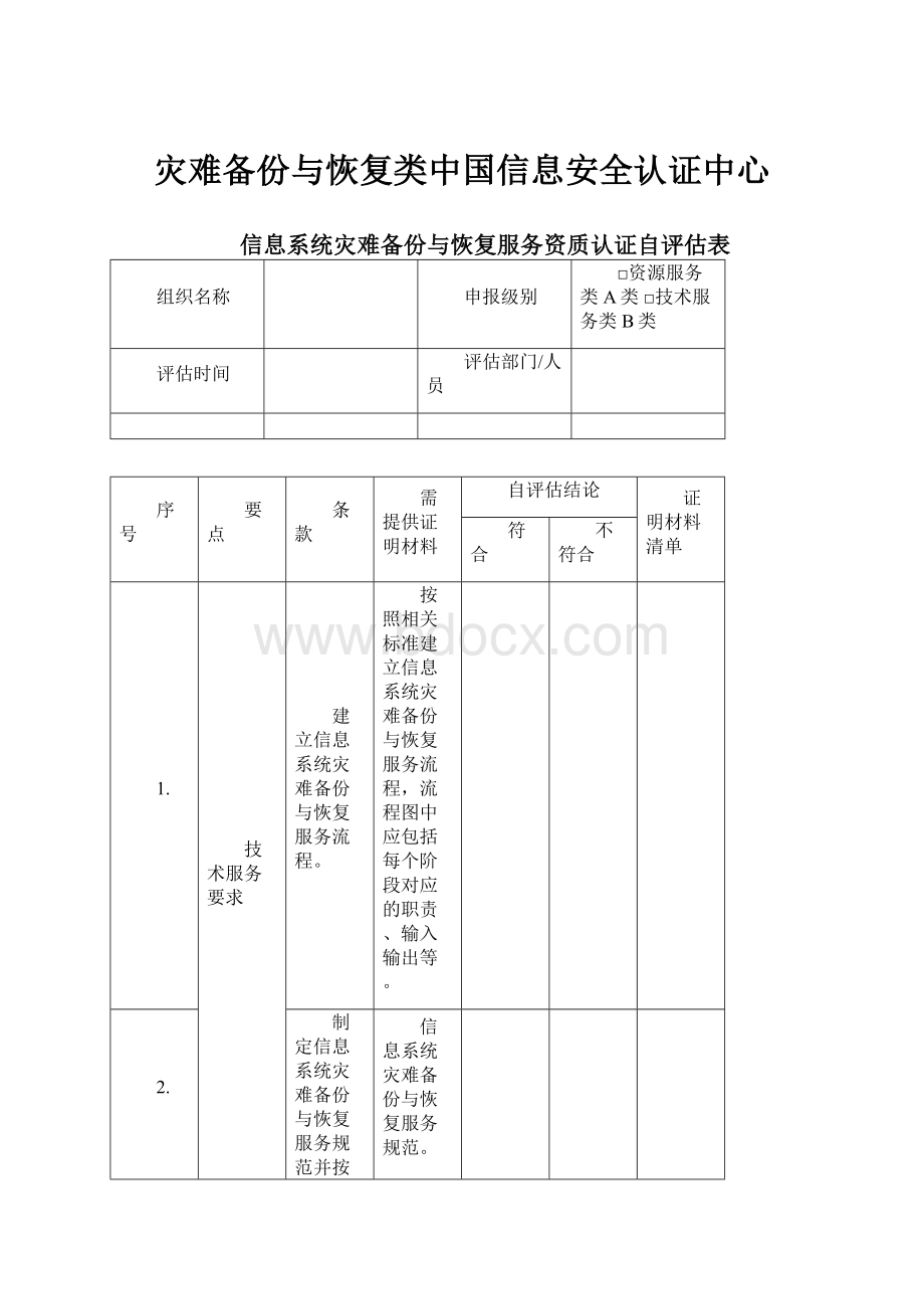 灾难备份与恢复类中国信息安全认证中心.docx