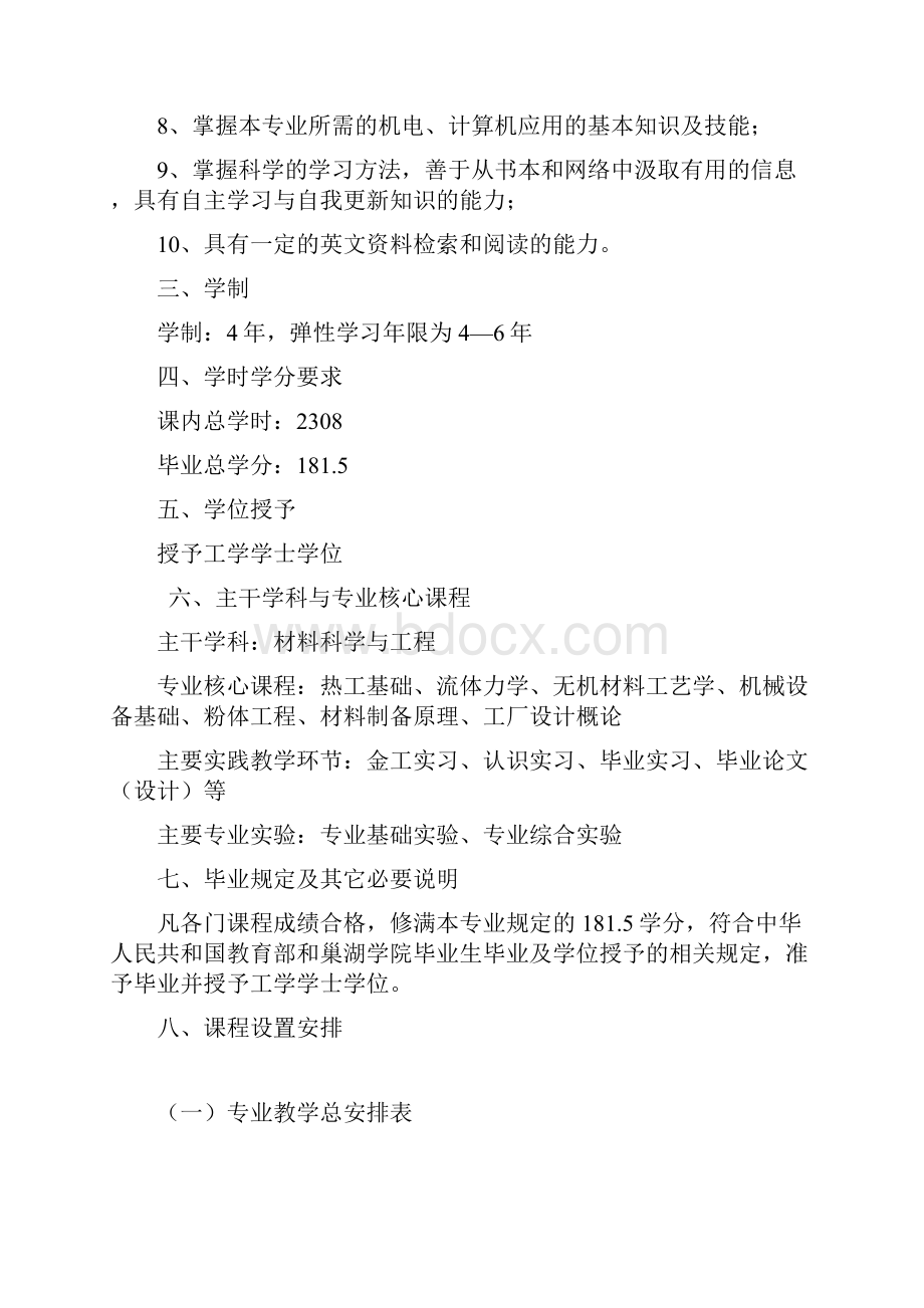 无机非金属材料工程专业培养方案.docx_第2页