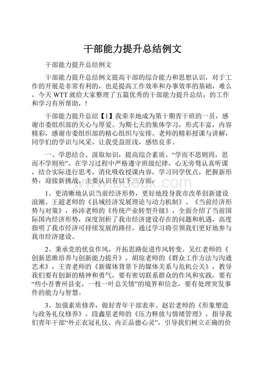 干部能力提升总结例文.docx_第1页