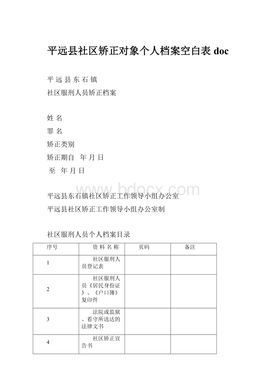 平远县社区矫正对象个人档案空白表doc.docx