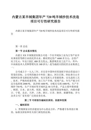 内蒙古某羊绒集团年产720吨羊绒纱技术改造项目可行性研究报告.docx