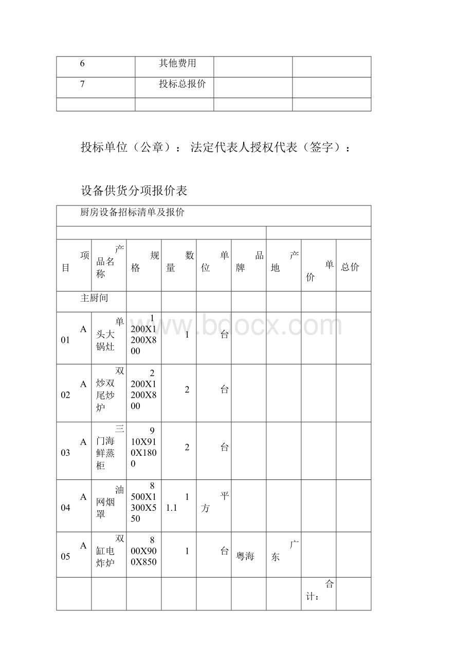 酒店厨房设备投标书.docx_第3页