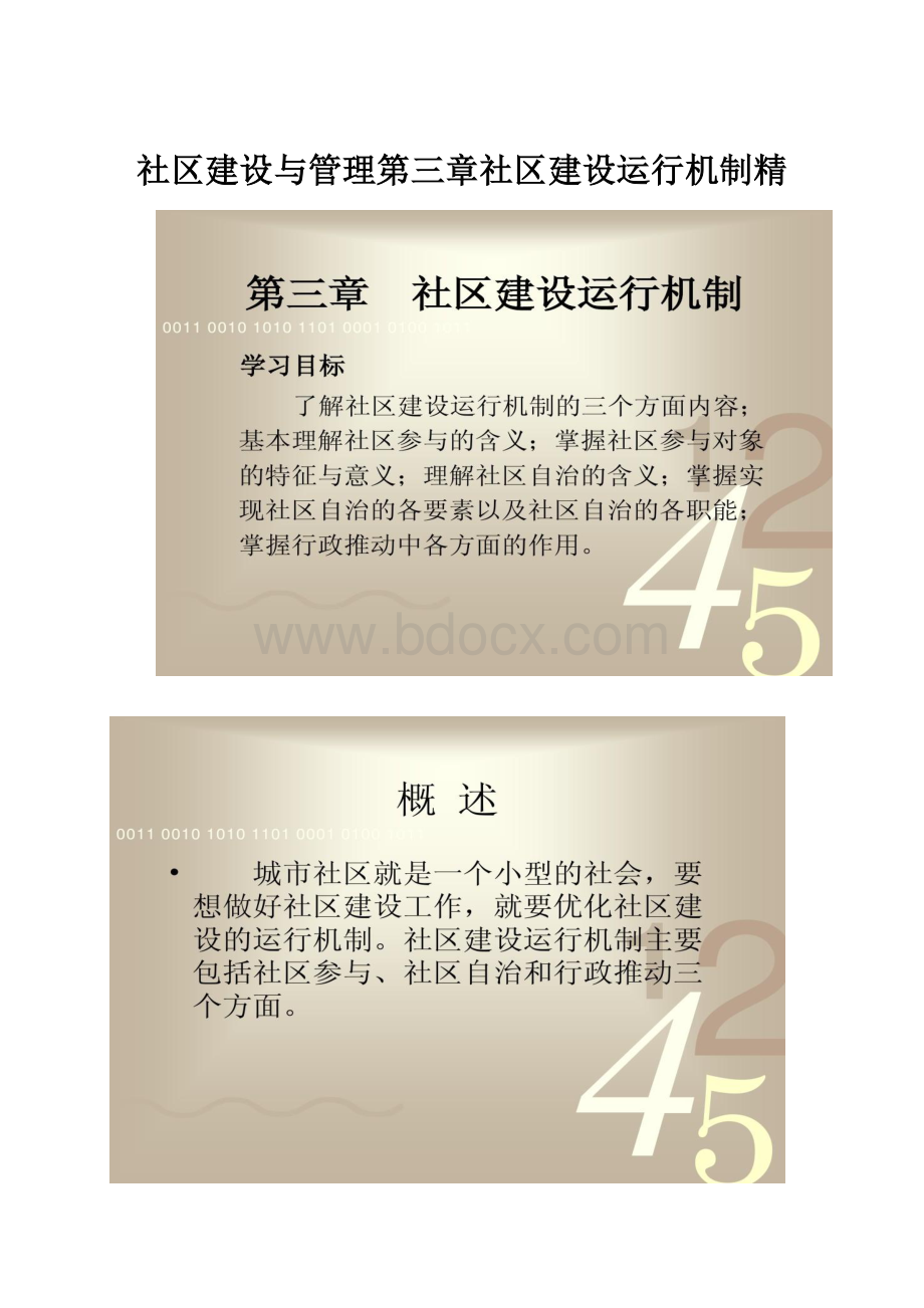 社区建设与管理第三章社区建设运行机制精.docx