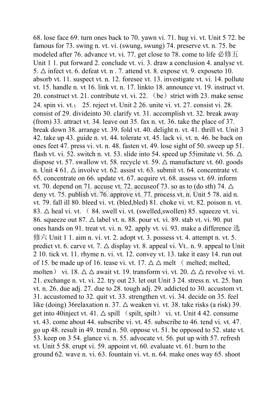 新人教版高中英语动词归类复习必修1选修8.docx_第3页