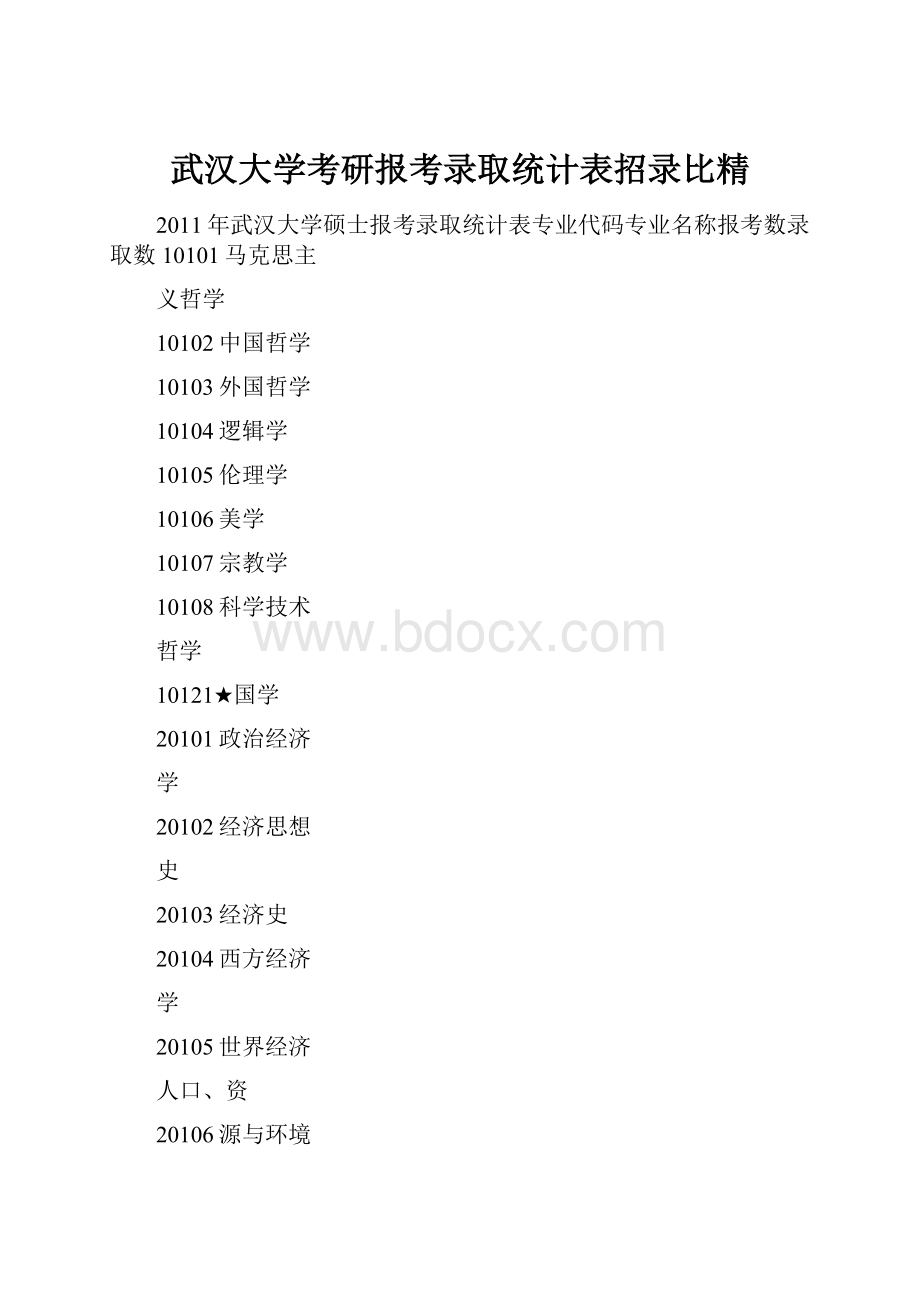 武汉大学考研报考录取统计表招录比精.docx_第1页