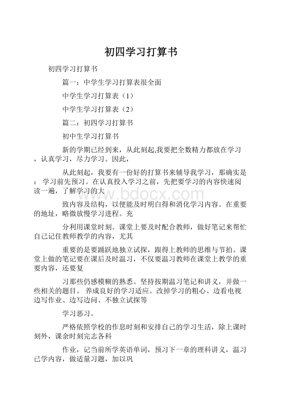 初四学习打算书.docx