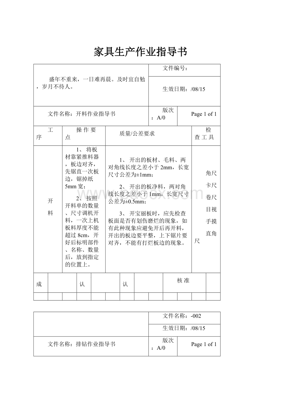 家具生产作业指导书.docx_第1页