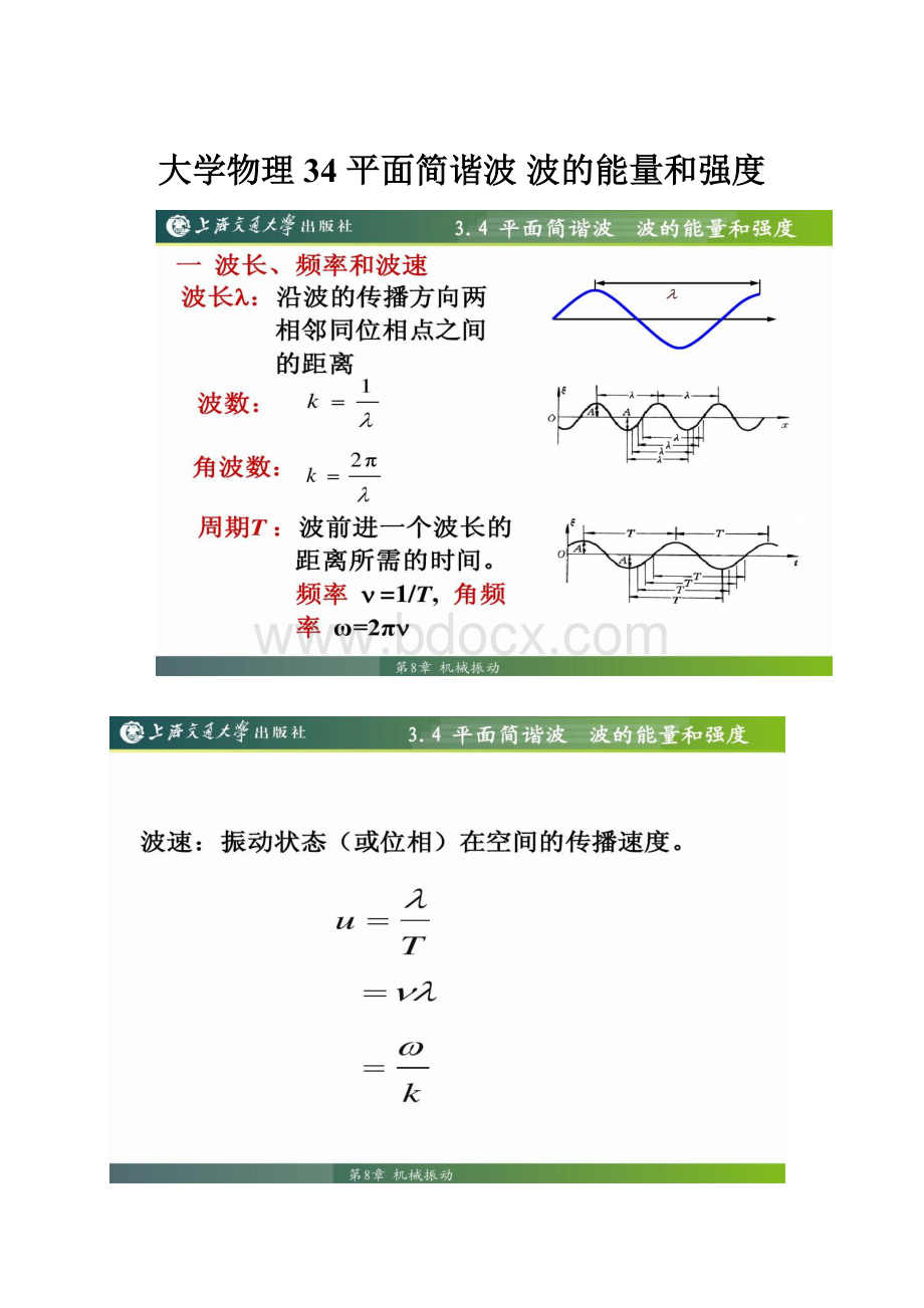 大学物理34 平面简谐波 波的能量和强度.docx