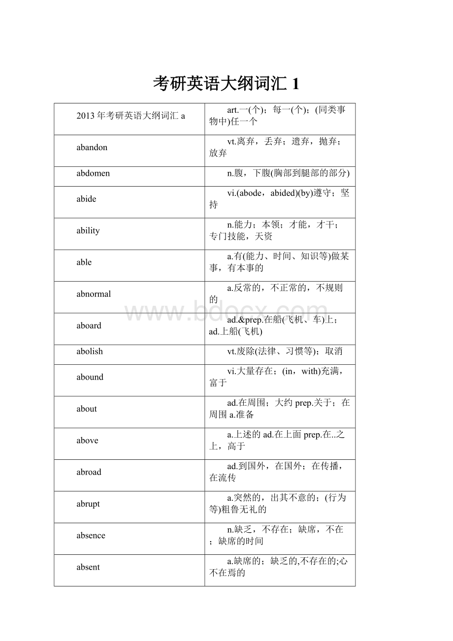 考研英语大纲词汇1.docx