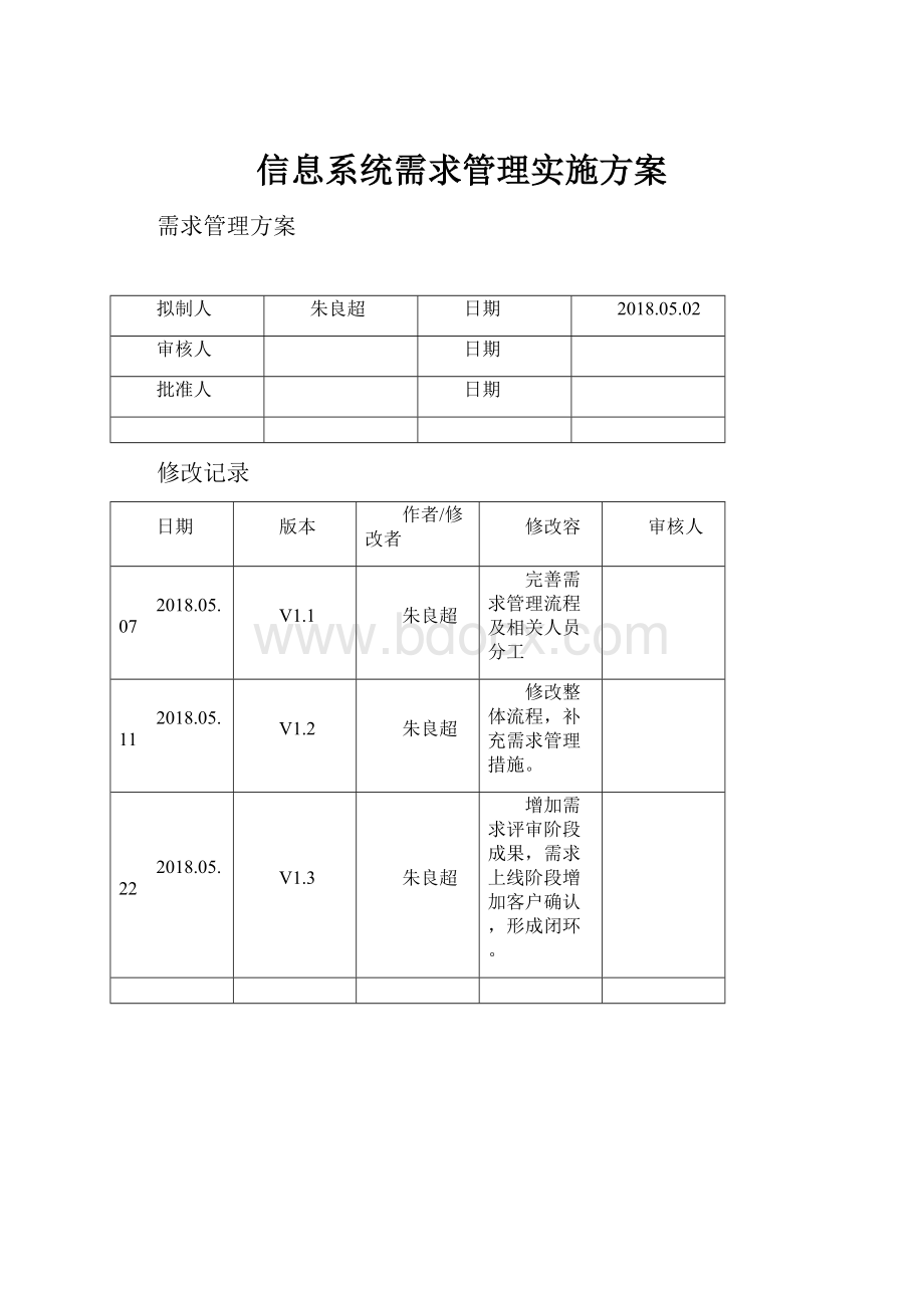 信息系统需求管理实施方案.docx