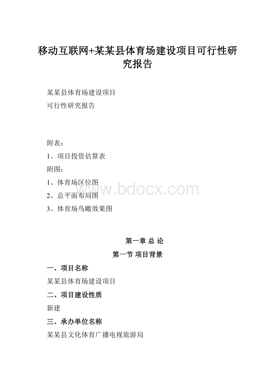 移动互联网+某某县体育场建设项目可行性研究报告.docx_第1页