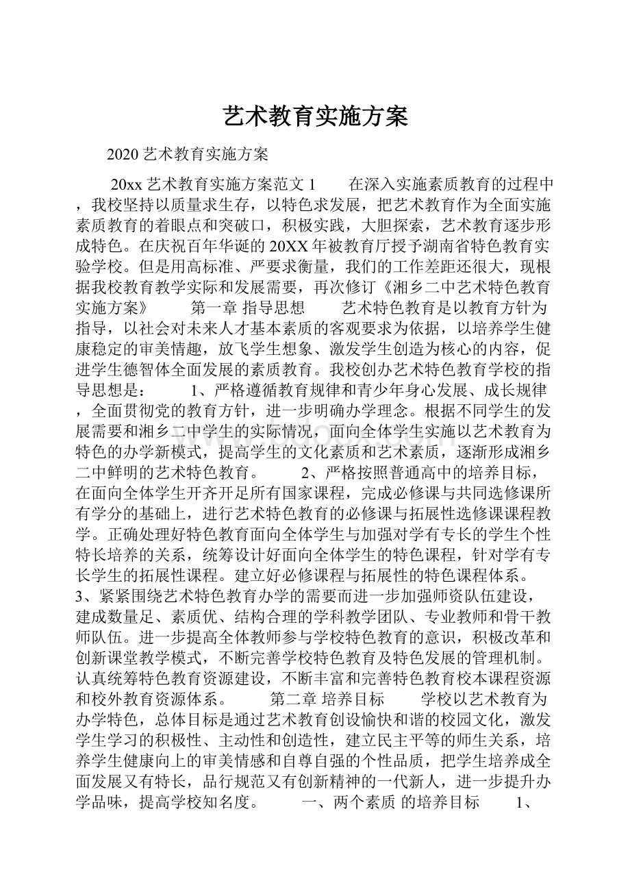 艺术教育实施方案.docx