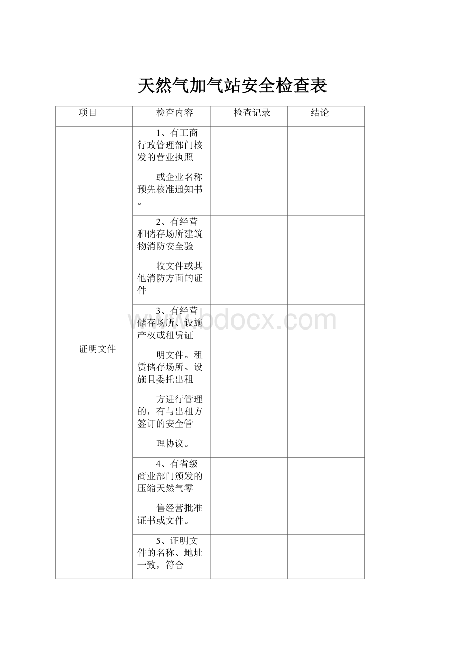 天然气加气站安全检查表.docx