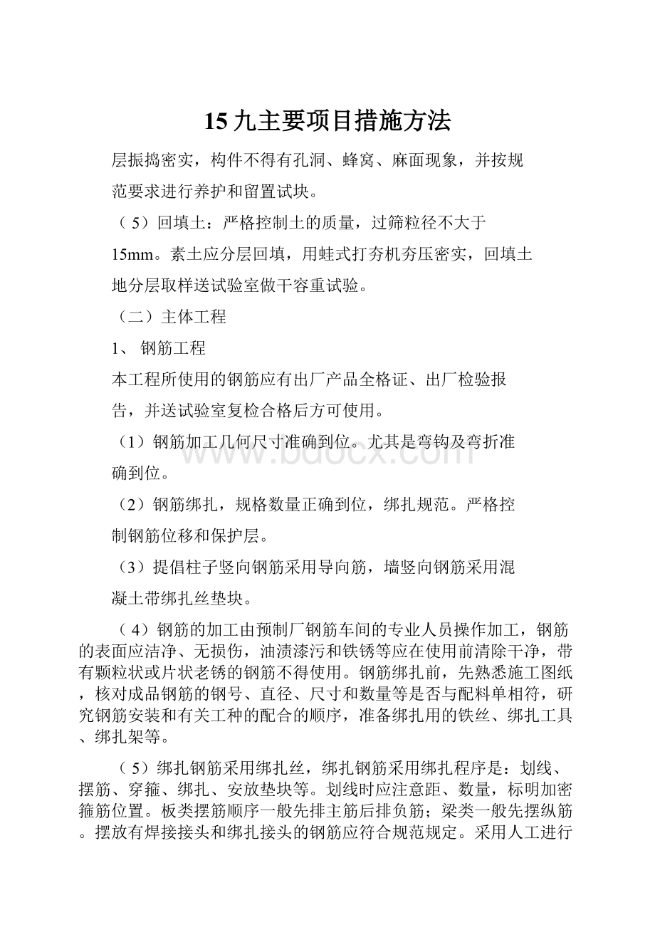 15九主要项目措施方法.docx