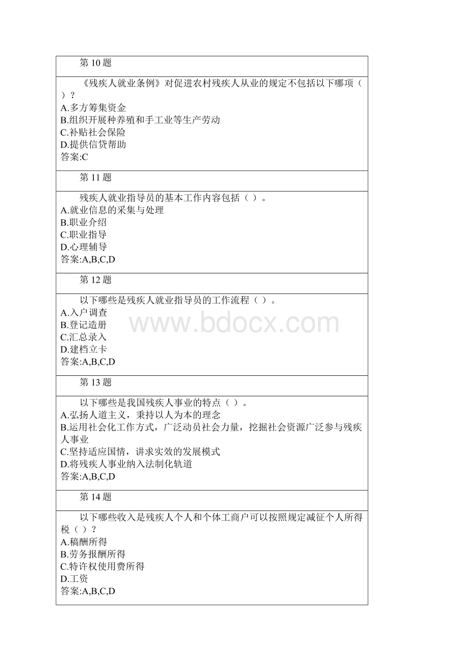 残疾人就业指导员远程培训作业答案汇总.docx_第3页