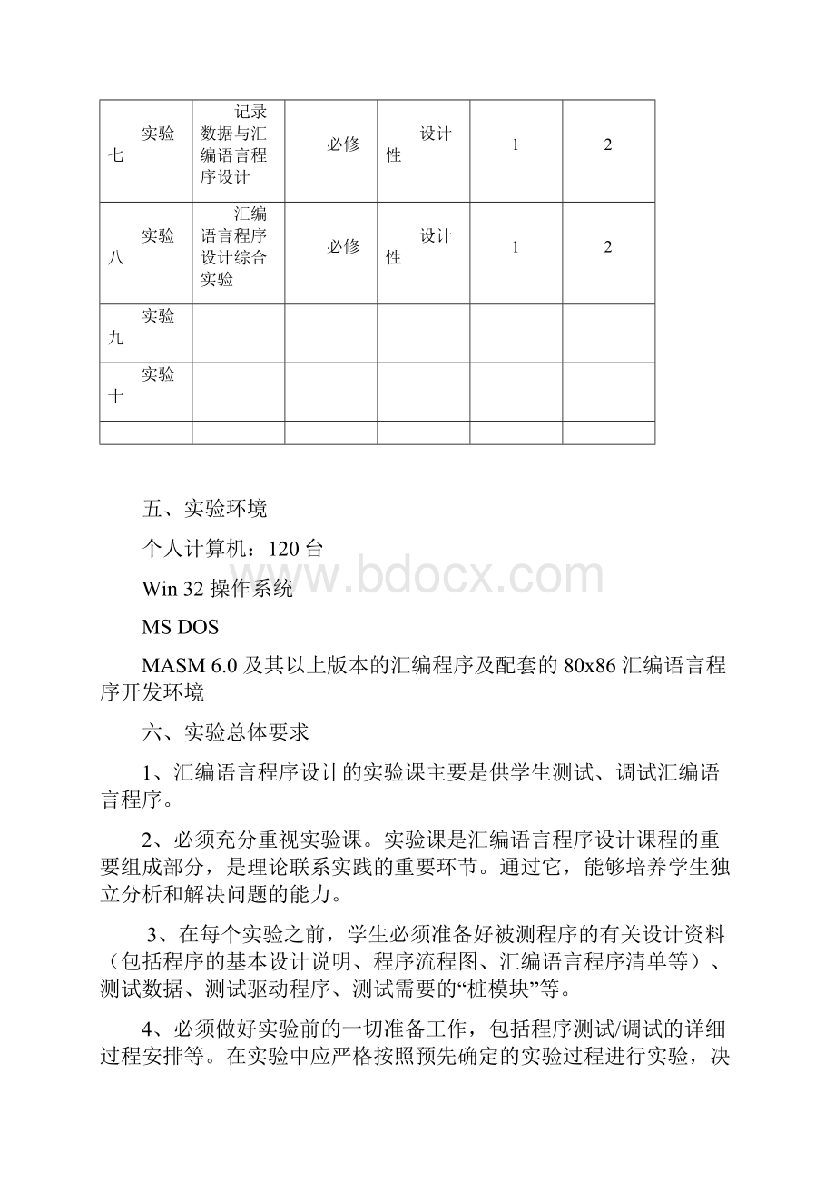 汇编语言程序设计实验指导书实验教学大纲.docx_第3页