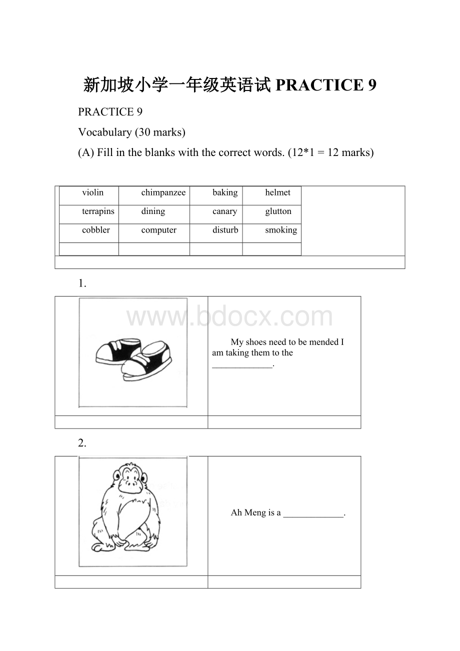 新加坡小学一年级英语试PRACTICE 9.docx