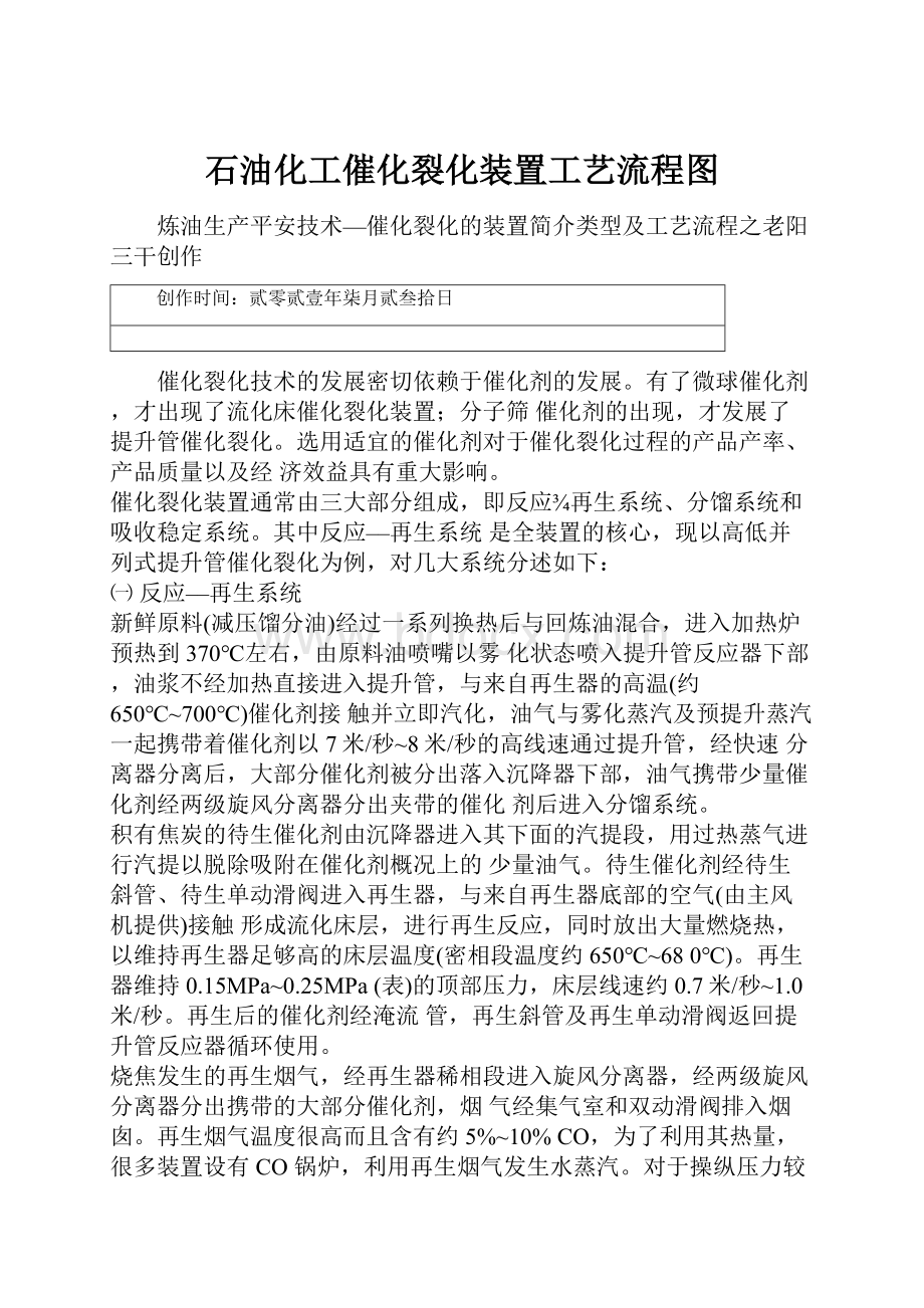 石油化工催化裂化装置工艺流程图.docx_第1页