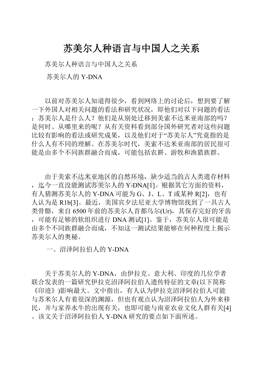 苏美尔人种语言与中国人之关系.docx