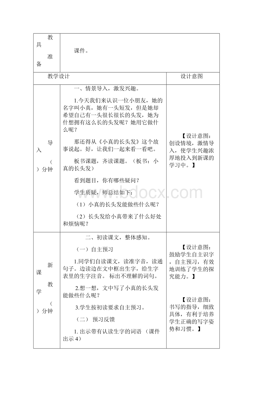 部编版三下语文 小真的长头发教案.docx_第2页