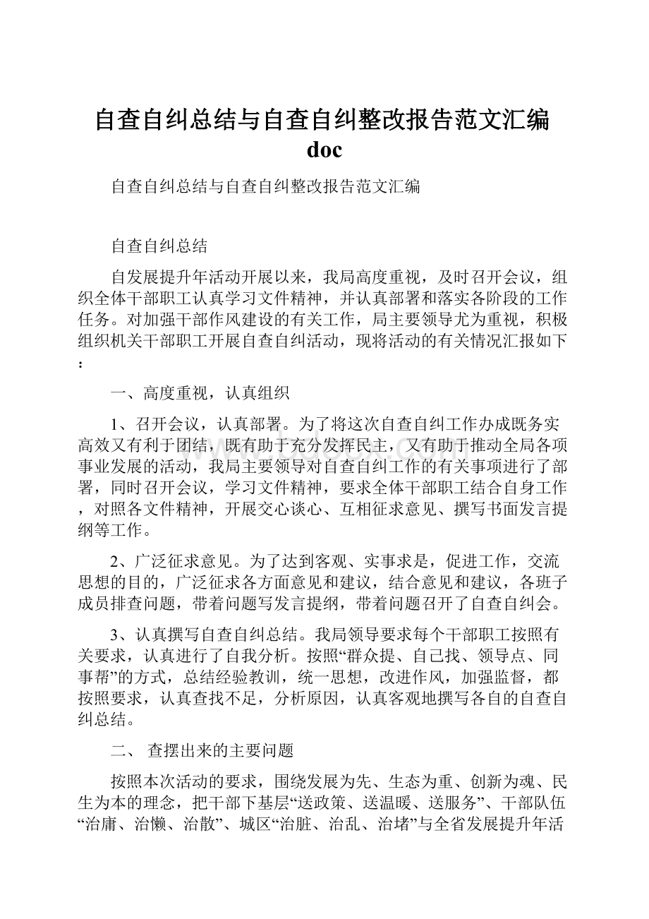 自查自纠总结与自查自纠整改报告范文汇编doc.docx