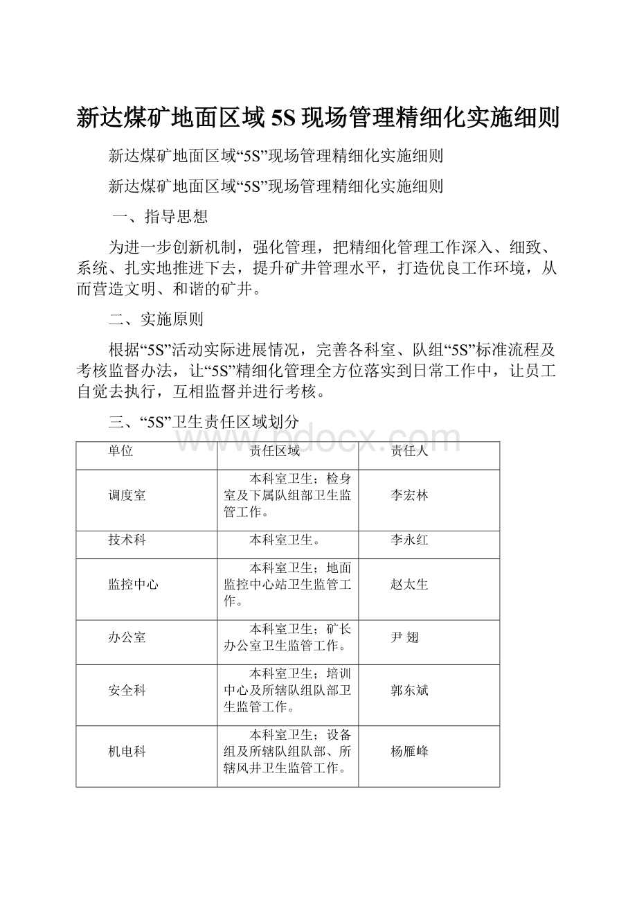 新达煤矿地面区域5S现场管理精细化实施细则.docx_第1页