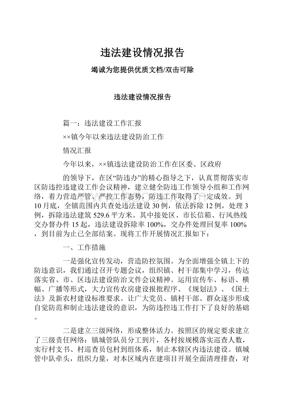 违法建设情况报告.docx