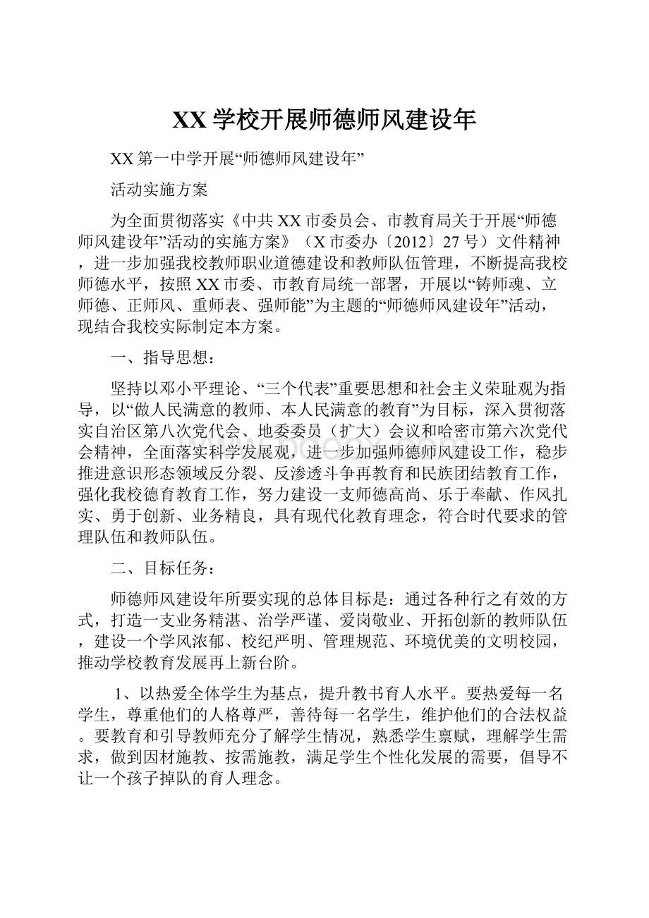 XX学校开展师德师风建设年.docx_第1页